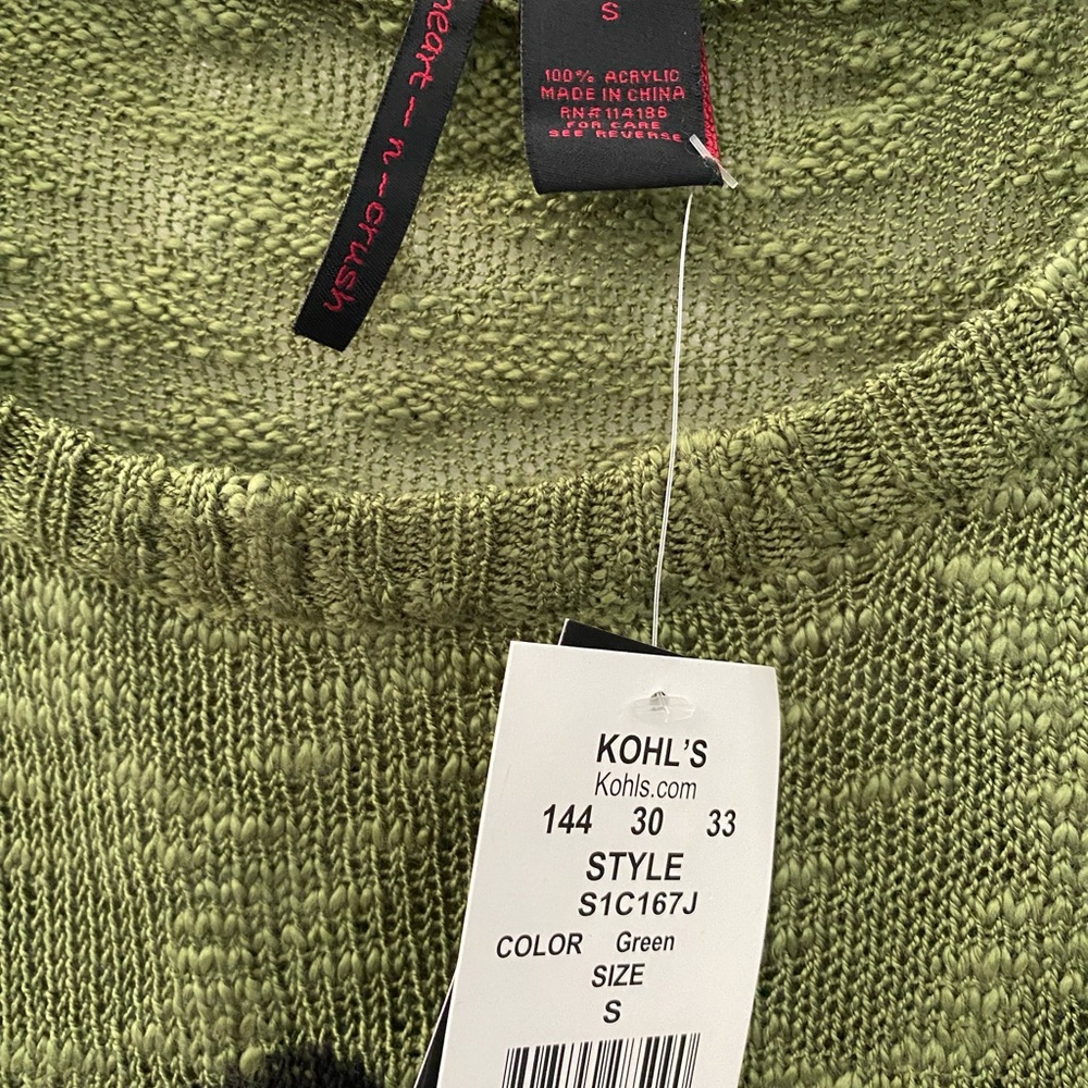 Heart N Crush Green Lightweight Long Sleeve Sweater With Mustache Graphic - Picture 5 of 15